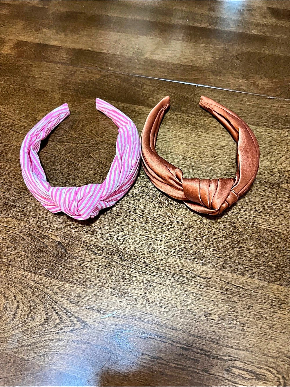 Striped Knotted Headbands in Pink & Brown